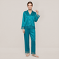 100% Mulberry Silk Lace Trim Long Sleeve Pajama Set - Nomee
