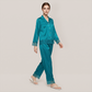 100% Mulberry Silk Lace Trim Long Sleeve Pajama Set - Nomee