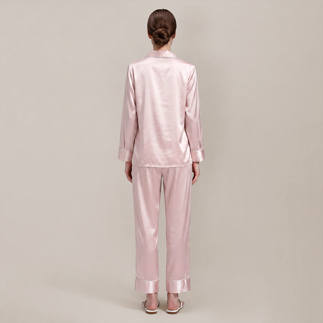 100% Mulberry Silk V-Neck Long Sleeve Pajama Set 25mm - Nomee