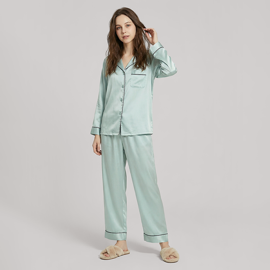 100% Mulberry Silk Long Sleeve Pajama Set（16mm） - Nomee