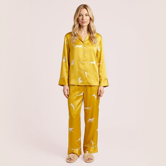 100% Mulberry Silk Long Sleeve Lapel Pajama Set (19mm) - Nomee