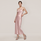 100% Mulberry Silk Lace Trim Cami Nightgown Set - Nomee