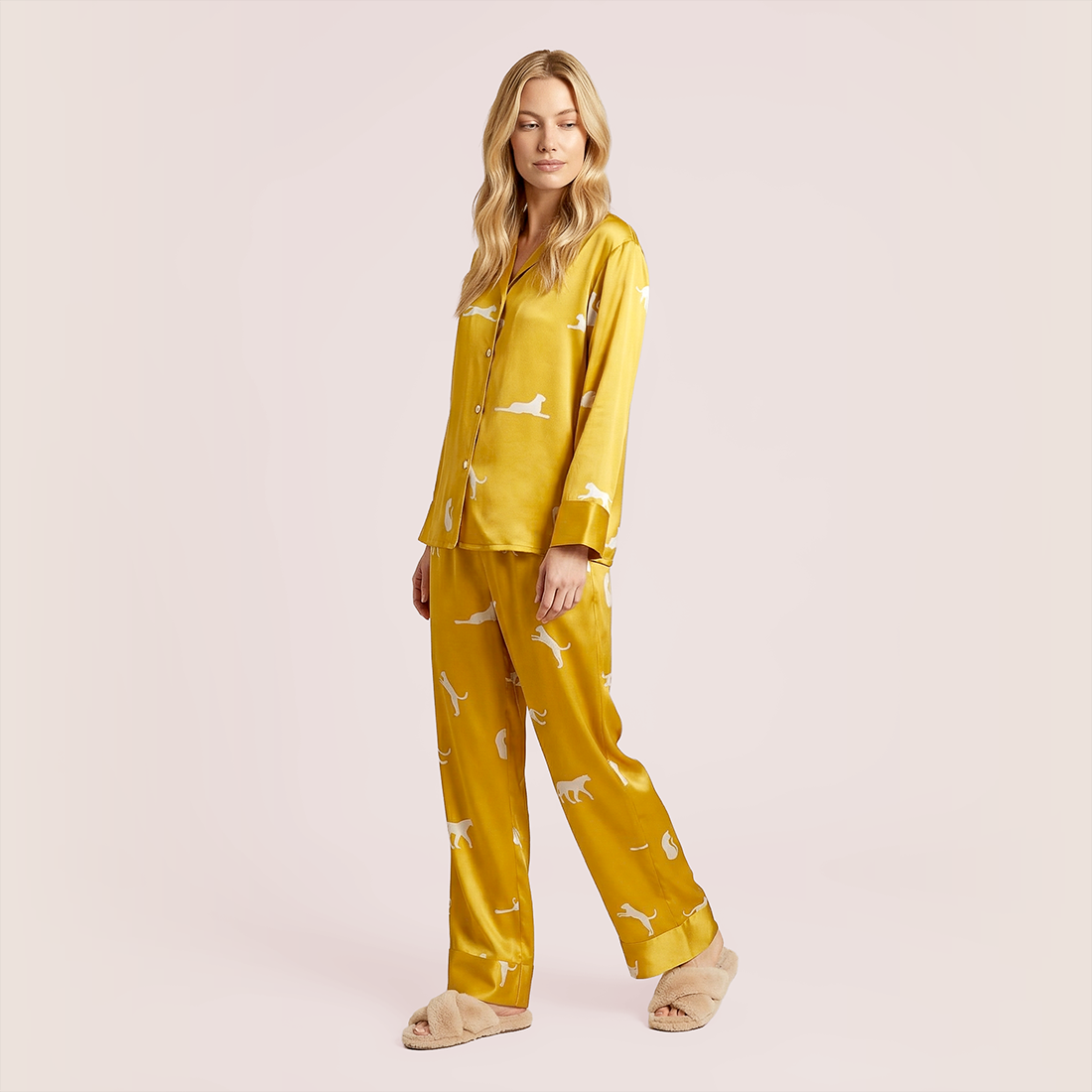 100% Mulberry Silk Long Sleeve Lapel Pajama Set (19mm) - Nomee