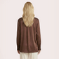 Silk V-neck long sleeved shirt-Nomee