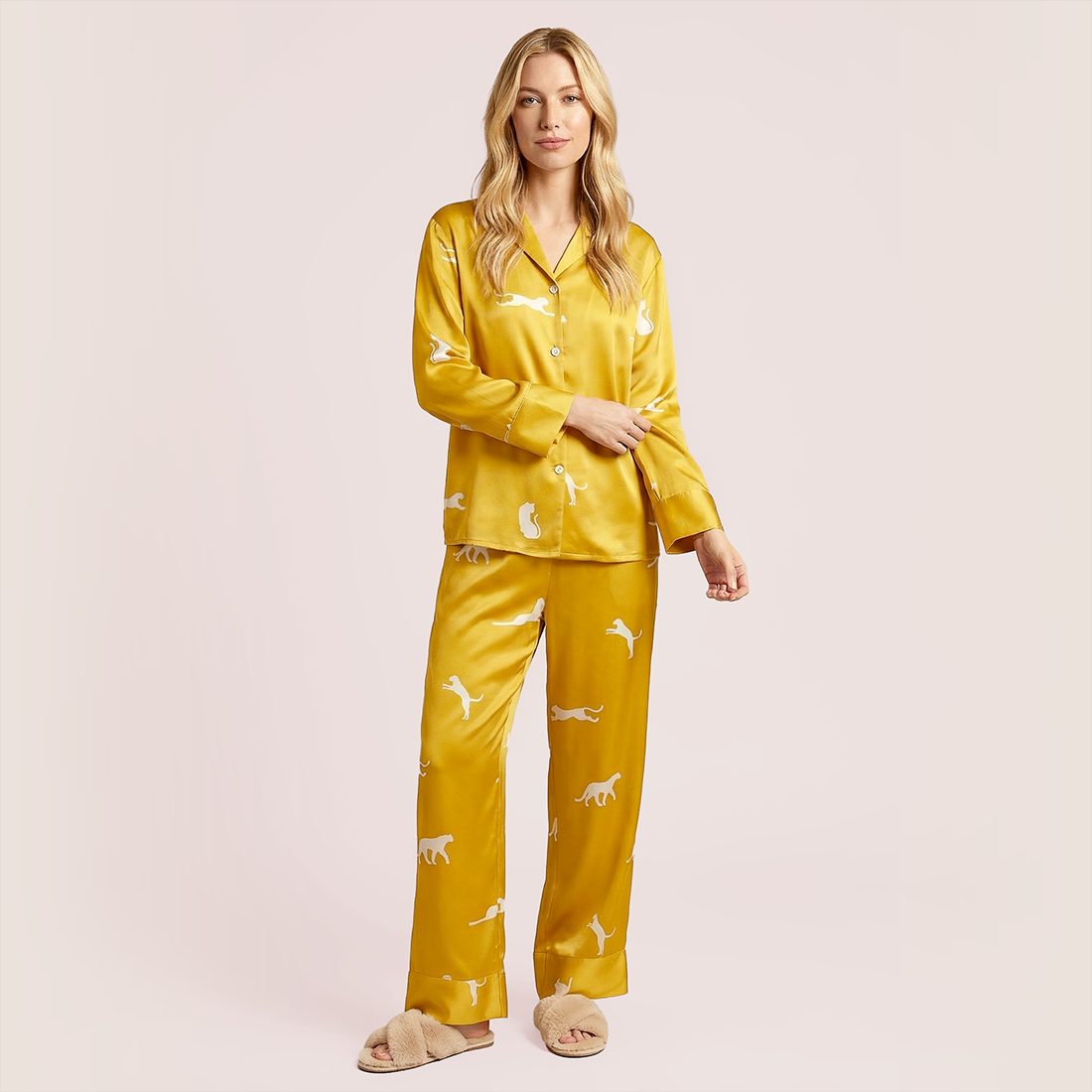 100% Mulberry Silk Long Sleeve Lapel Pajama Set (19mm) - Nomee