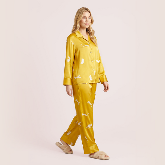 100% Mulberry Silk Long Sleeve Lapel Pajama Set (19mm) - Nomee