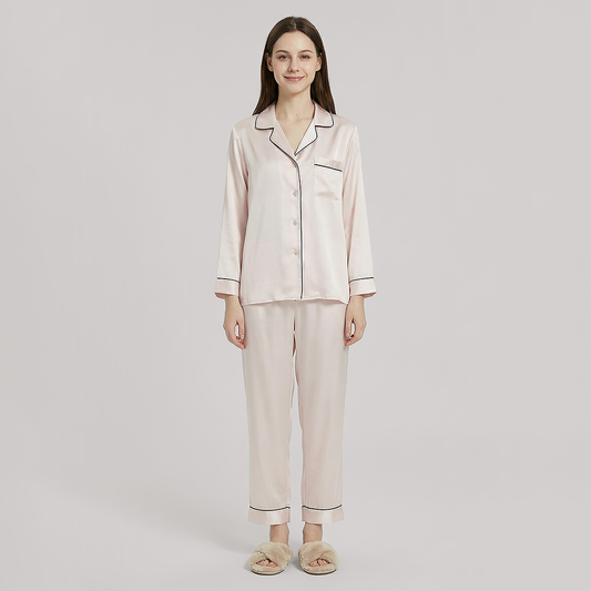 100% Mulberry Silk Long Sleeve Pajama Set（16mm） - Nomee