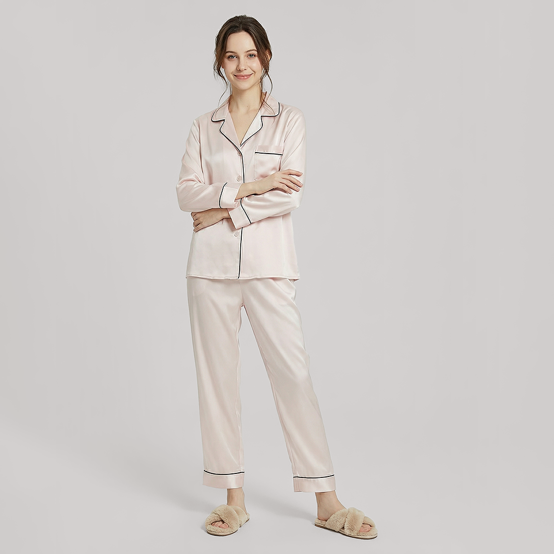 100% Mulberry Silk Long Sleeve Pajama Set（16mm） - Nomee