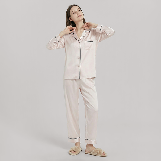 100% Mulberry Silk Long Sleeve Pajama Set（16mm） - Nomee
