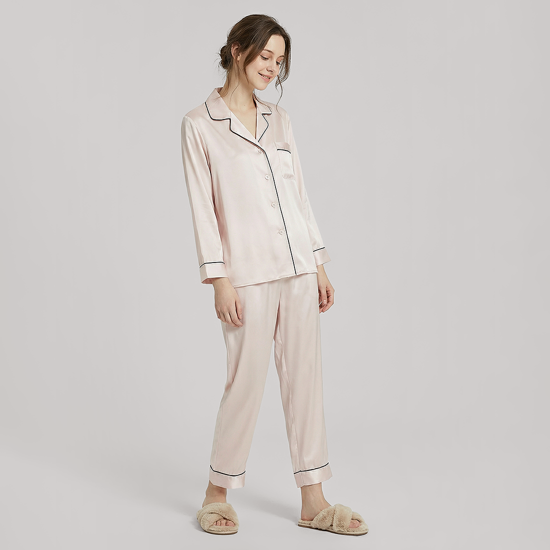 100% Mulberry Silk Long Sleeve Pajama Set（16mm） - Nomee
