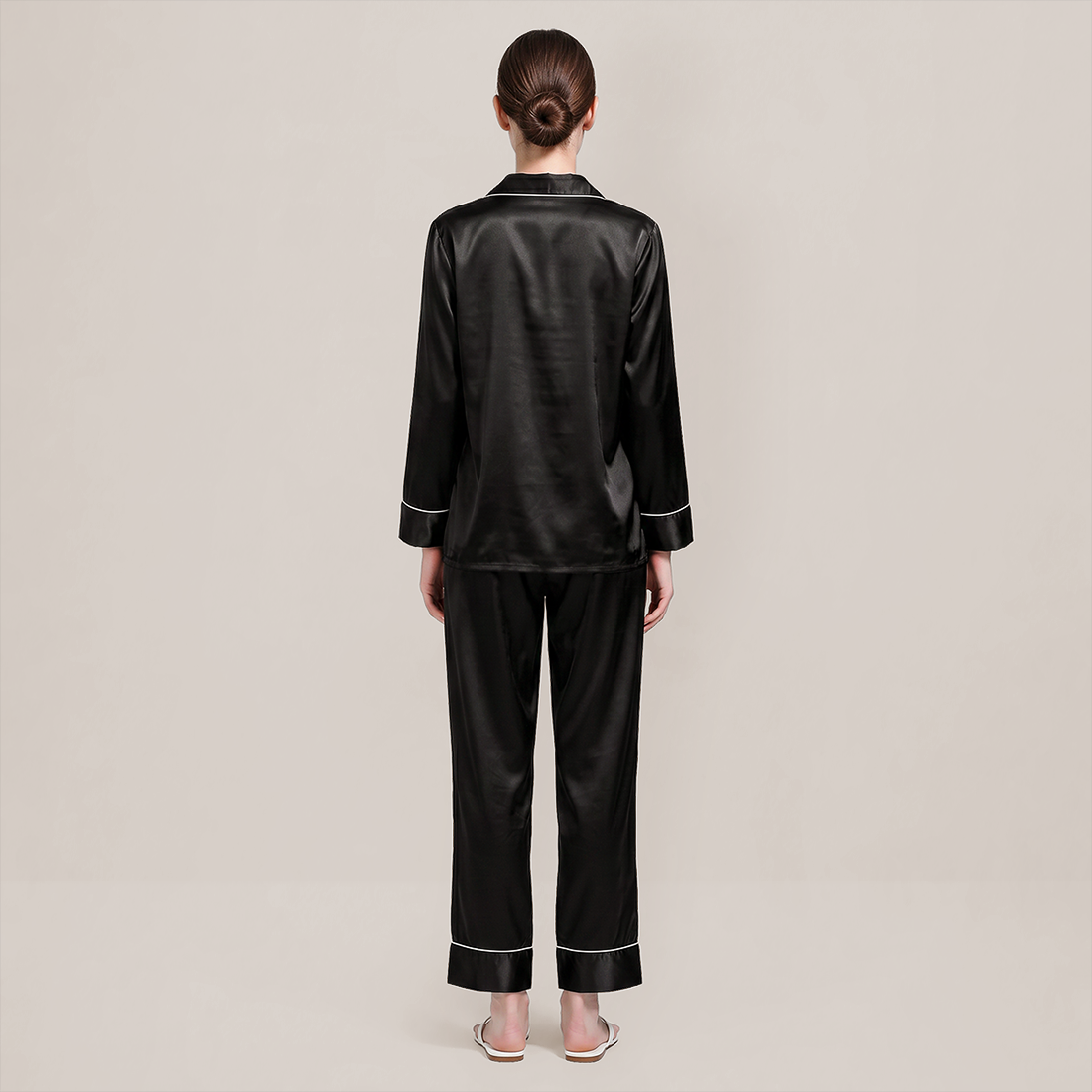 100% Mulberry Silk V-Neck Long Sleeve Pajama Set 25mm - Nomee