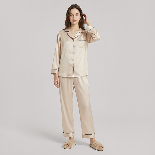 100% Mulberry Silk Long Sleeve Pajama Set（16mm） - Nomee