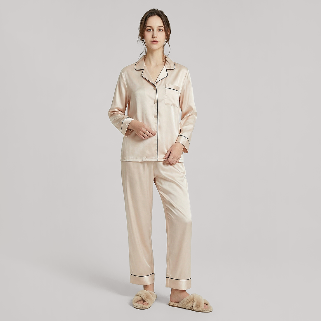 100% Mulberry Silk Long Sleeve Pajama Set（16mm） - Nomee