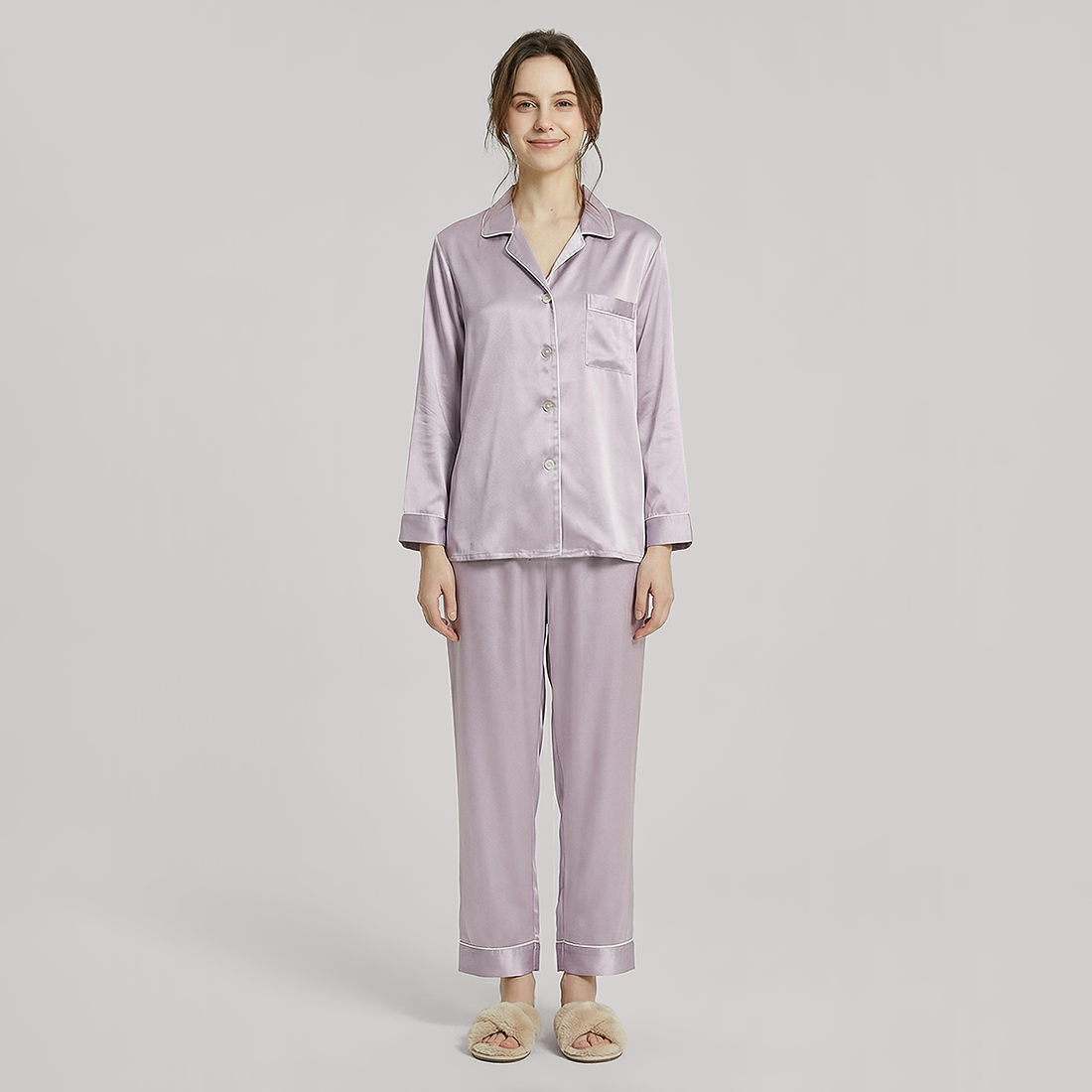 100% Mulberry Silk Long Sleeve Pajama Set（16mm） - Nomee