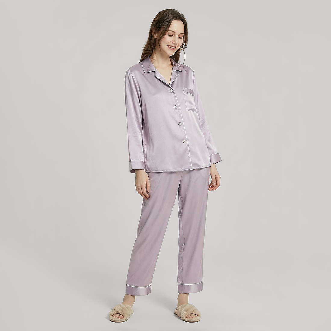 100% Mulberry Silk Long Sleeve Pajama Set（16mm） - Nomee