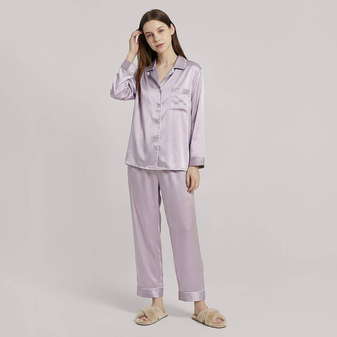 100% Mulberry Silk Long Sleeve Pajama Set（16mm） - Nomee