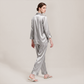 100% Mulberry Silk V-Neck Long Sleeve Pajama Set 25mm - Nomee