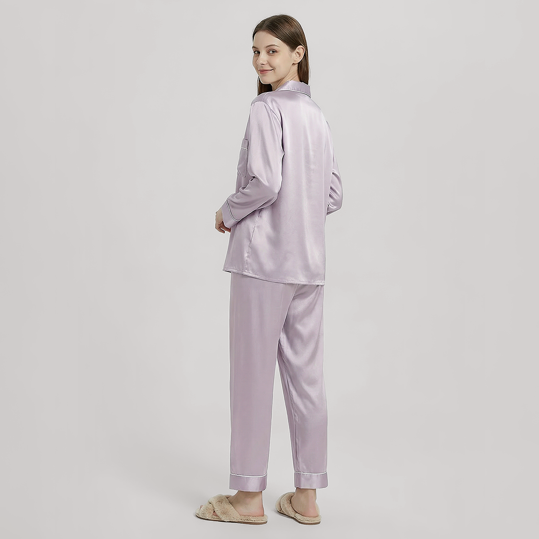 100% Mulberry Silk Long Sleeve Pajama Set（16mm） - Nomee