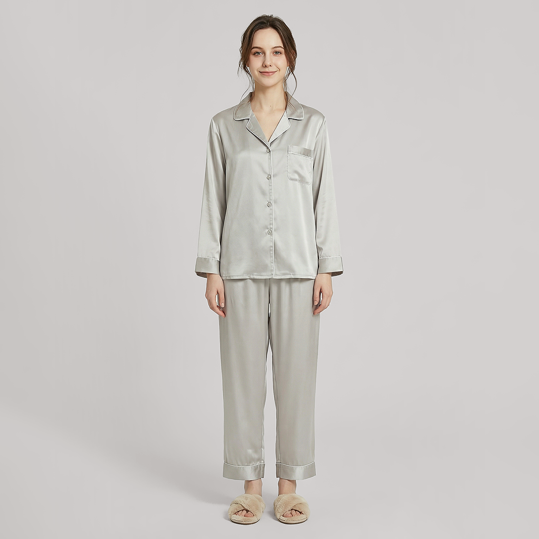 100% Mulberry Silk Long Sleeve Pajama Set（16mm） - Nomee