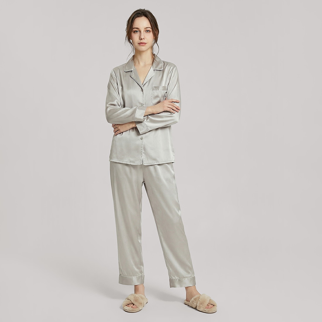 100% Mulberry Silk Long Sleeve Pajama Set（16mm） - Nomee