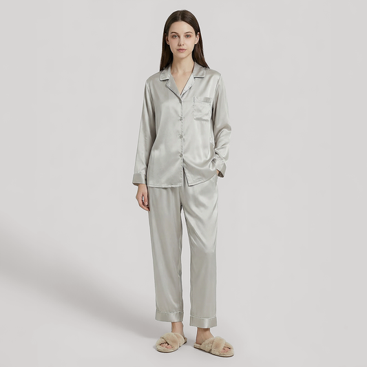 100% Mulberry Silk Long Sleeve Pajama Set（16mm） - Nomee