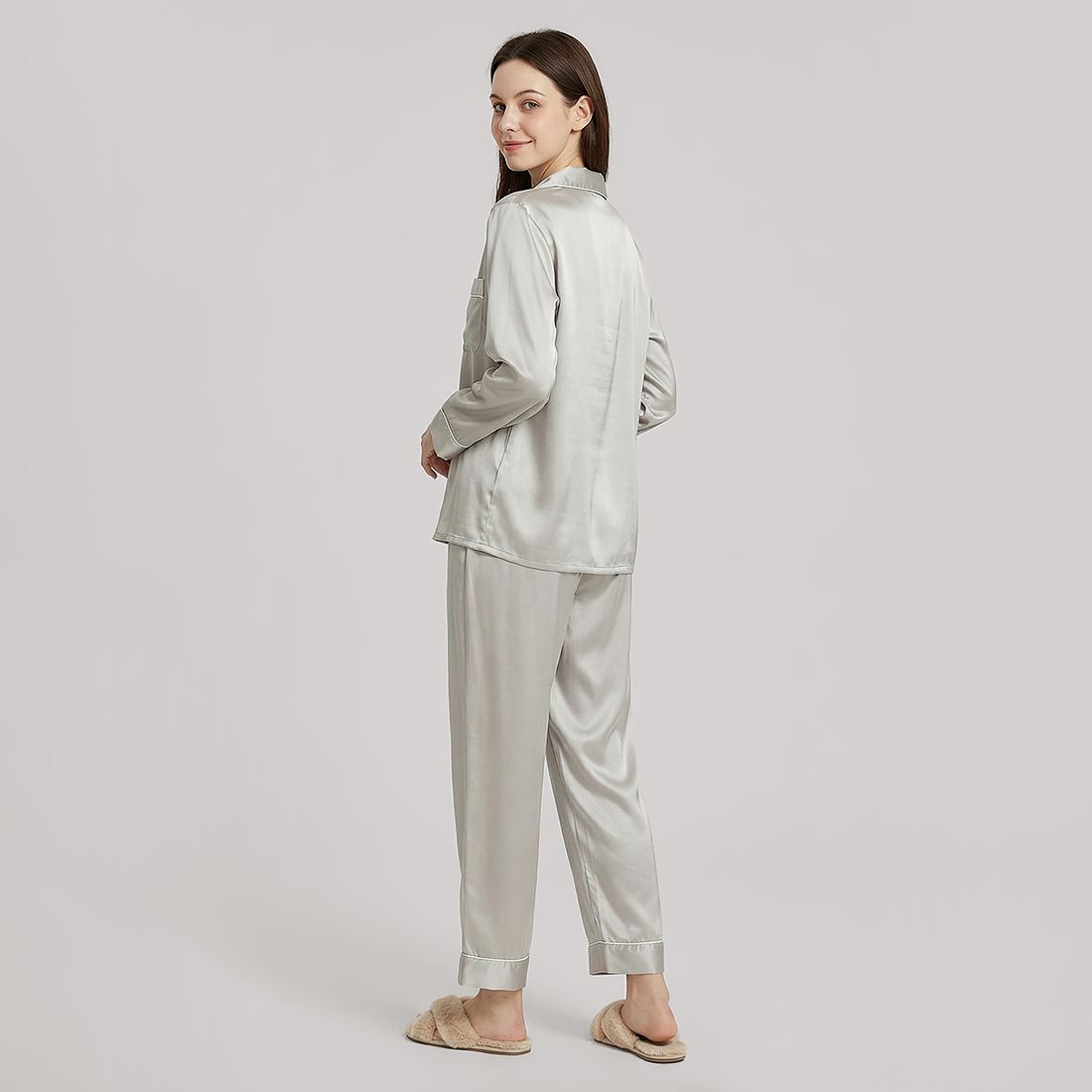 100% Mulberry Silk Long Sleeve Pajama Set（16mm） - Nomee