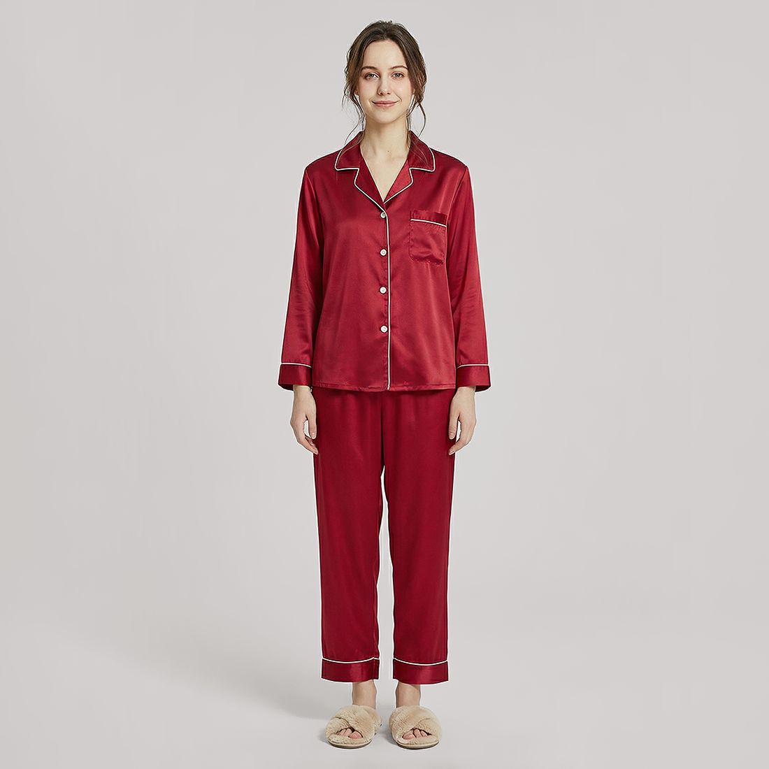 100% Mulberry Silk Long Sleeve Pajama Set（16mm） - Nomee