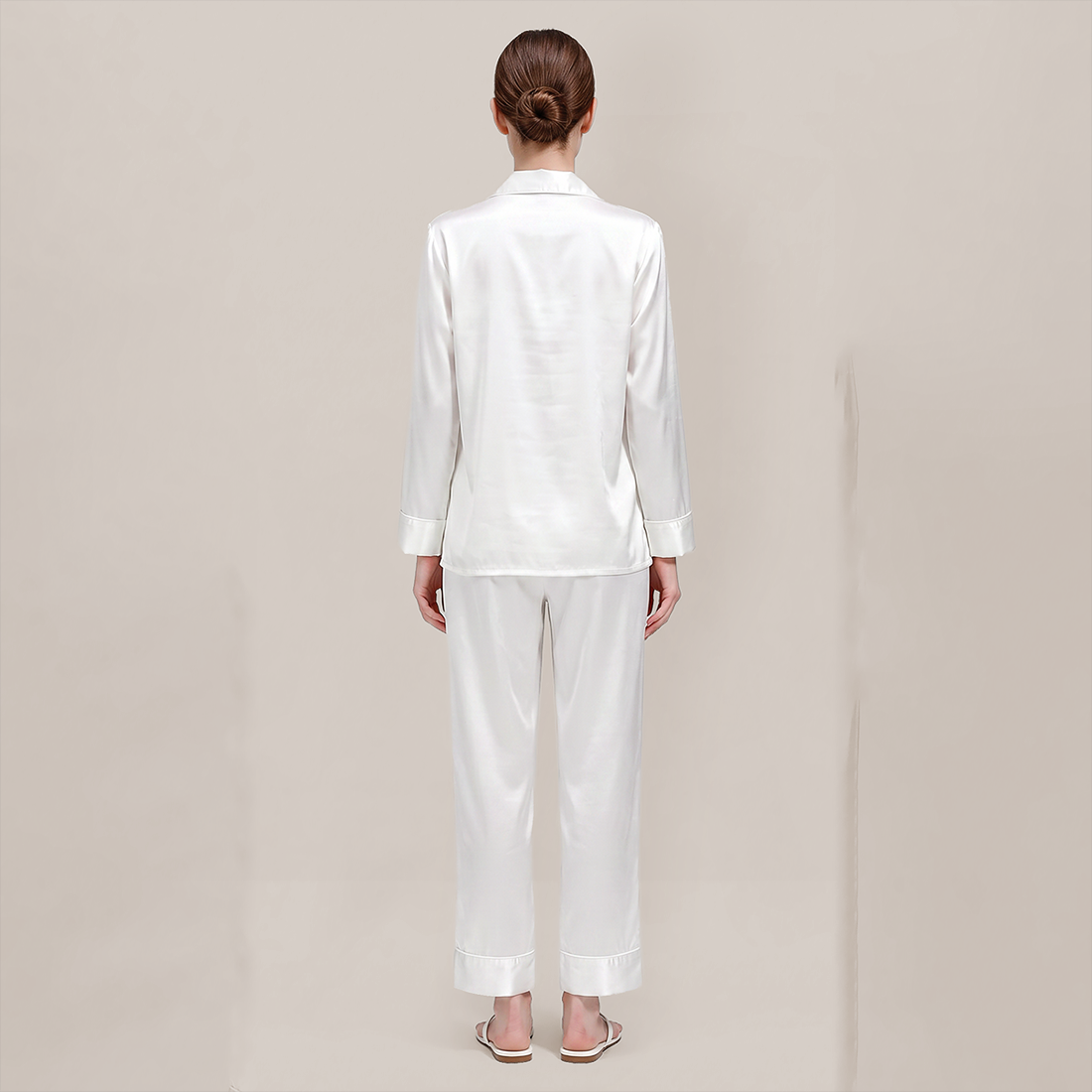 100% Mulberry Silk V-Neck Long Sleeve Pajama Set 25mm - Nomee