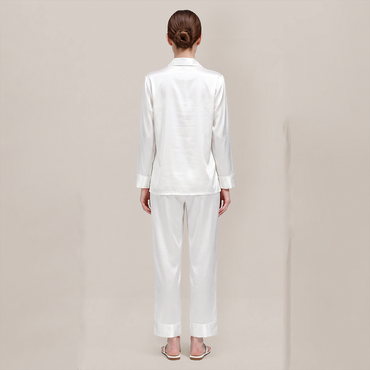 100% Mulberry Silk V-Neck Long Sleeve Pajama Set 25mm - Nomee