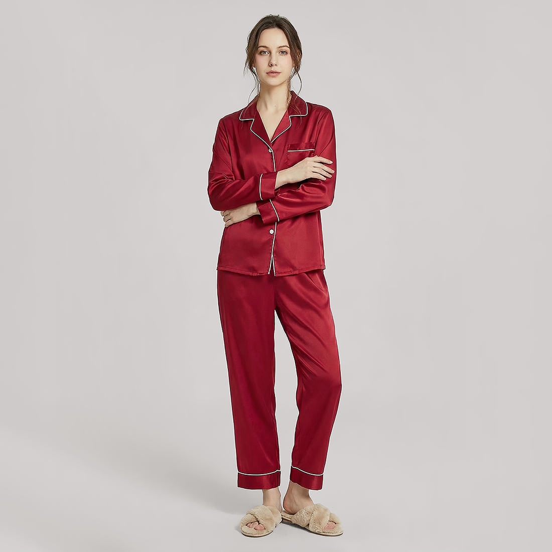 100% Mulberry Silk Long Sleeve Pajama Set（16mm） - Nomee
