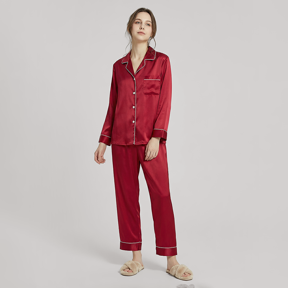 100% Mulberry Silk Long Sleeve Pajama Set（16mm） - Nomee