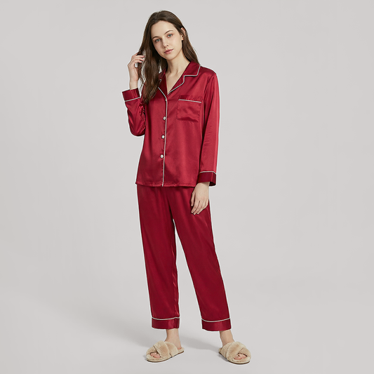 100% Mulberry Silk Long Sleeve Pajama Set（16mm） - Nomee