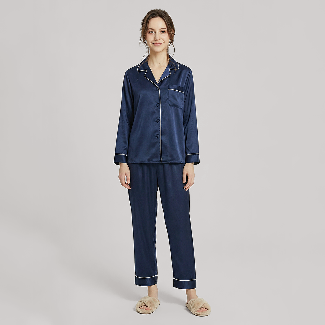 100% Mulberry Silk Long Sleeve Pajama Set（16mm） - Nomee