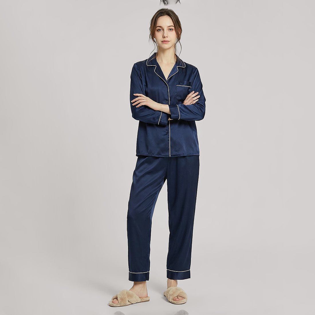 100% Mulberry Silk Long Sleeve Pajama Set（16mm） - Nomee