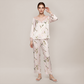 100% Mulberry Silk French Floral Print Long Sleeve Pajama Set - Nomee