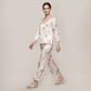 100% Mulberry Silk French Floral Print Long Sleeve Pajama Set - Nomee