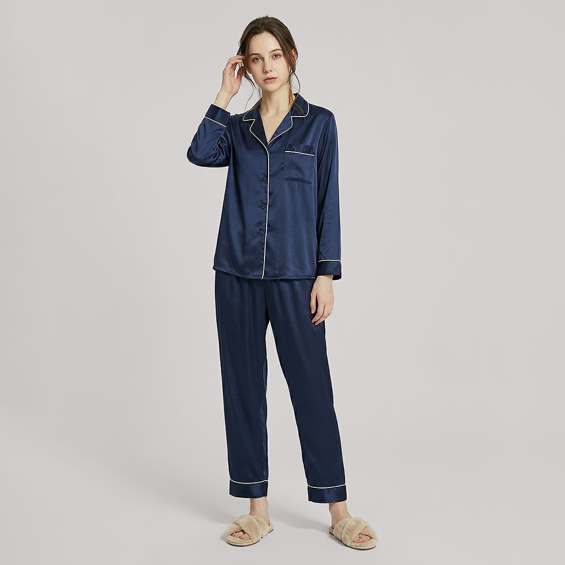 100% Mulberry Silk Long Sleeve Pajama Set（16mm） - Nomee