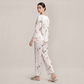 100% Mulberry Silk French Floral Print Long Sleeve Pajama Set - Nomee