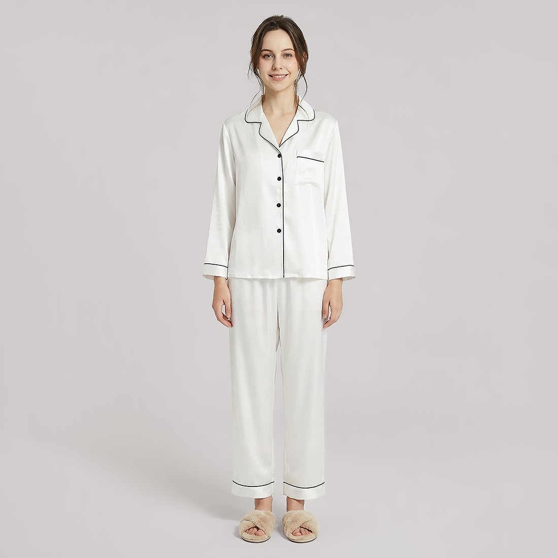 100% Mulberry Silk Long Sleeve Pajama Set（16mm） - Nomee