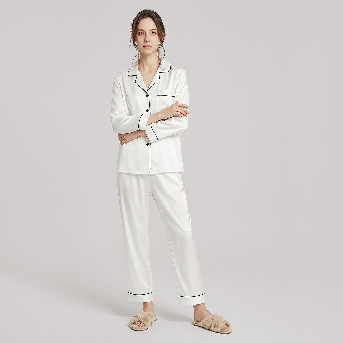 100% Mulberry Silk Long Sleeve Pajama Set（16mm） - Nomee