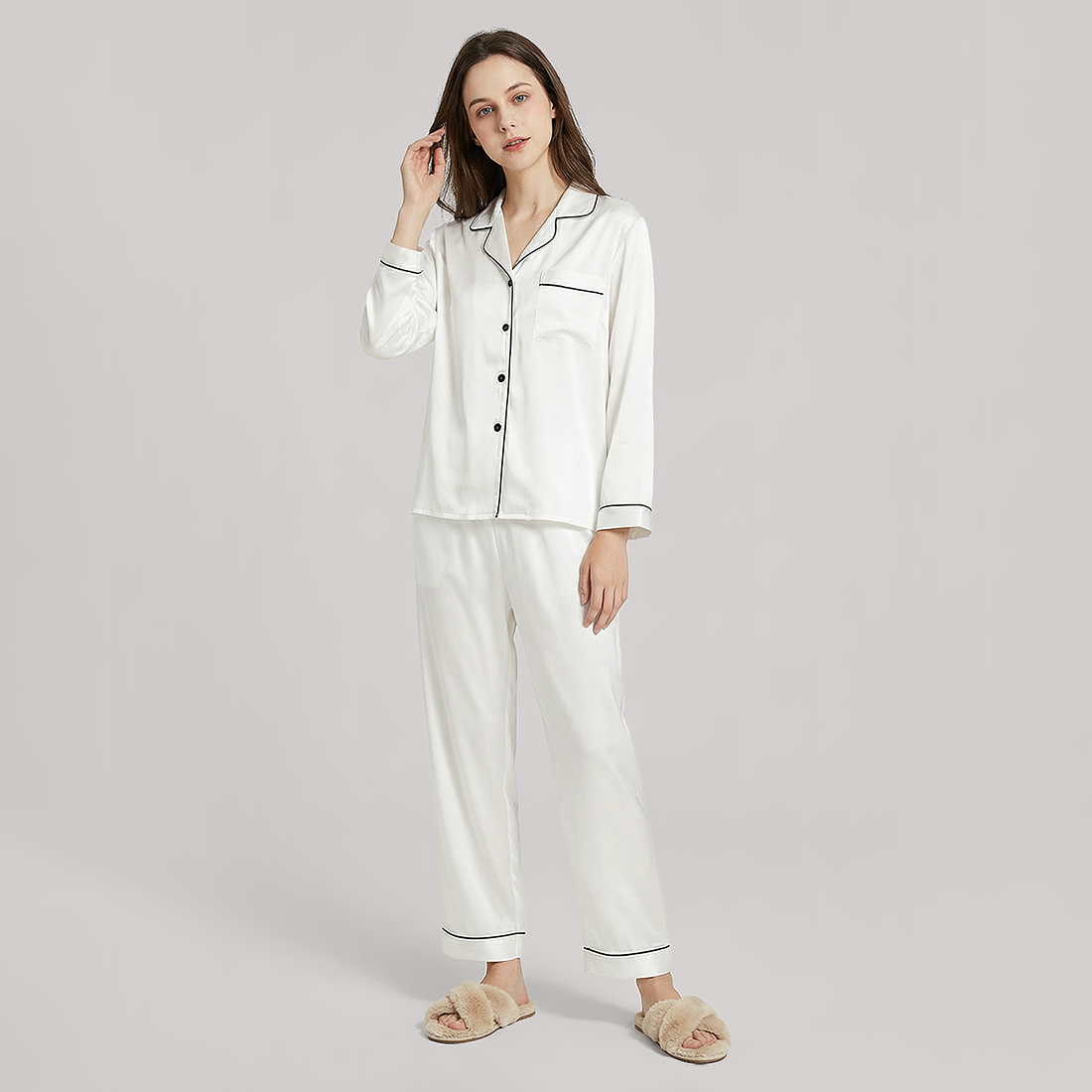100% Mulberry Silk Long Sleeve Pajama Set（16mm） - Nomee