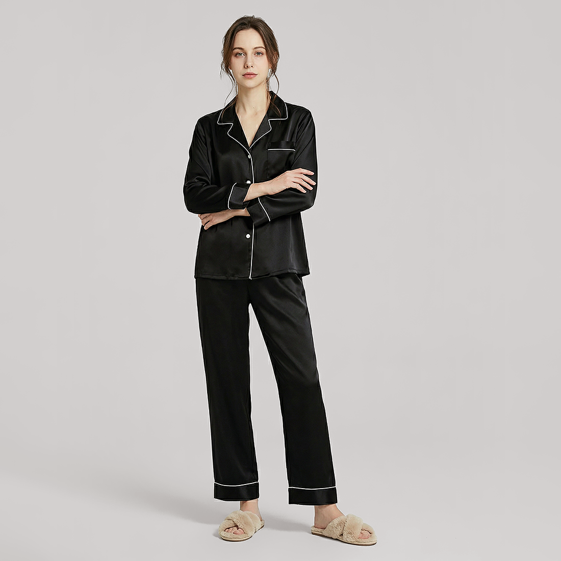 100% Mulberry Silk Long Sleeve Pajama Set（16mm） - Nomee