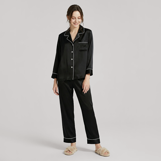 100% Mulberry Silk Long Sleeve Pajama Set（16mm） - Nomee