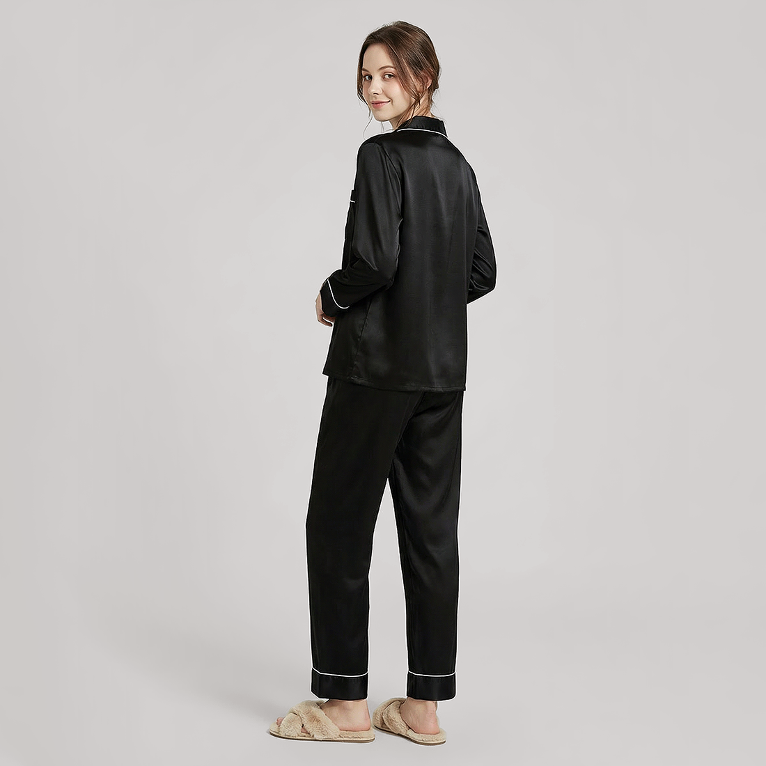 100% Mulberry Silk Long Sleeve Pajama Set（16mm） - Nomee