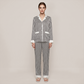 100% Mulberry Silk Houndstooth Print Long Sleeve Pajama Set - Nomee