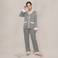 100% Mulberry Silk Houndstooth Print Long Sleeve Pajama Set - Nomee