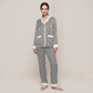 100% Mulberry Silk Houndstooth Print Long Sleeve Pajama Set - Nomee