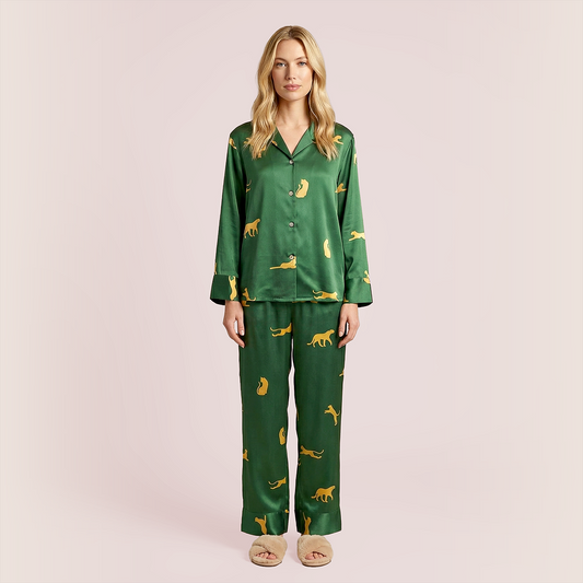 100% Mulberry Silk Long Sleeve Lapel Pajama Set (19mm) - Nomee