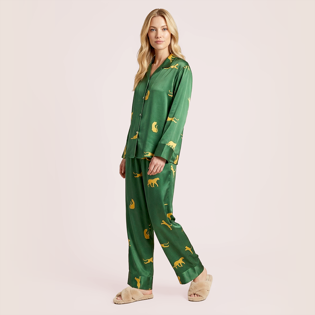 100% Mulberry Silk Long Sleeve Lapel Pajama Set (19mm) - Nomee