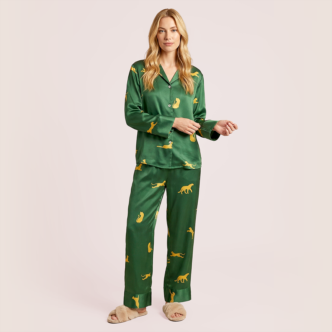 100% Mulberry Silk Long Sleeve Lapel Pajama Set (19mm) - Nomee